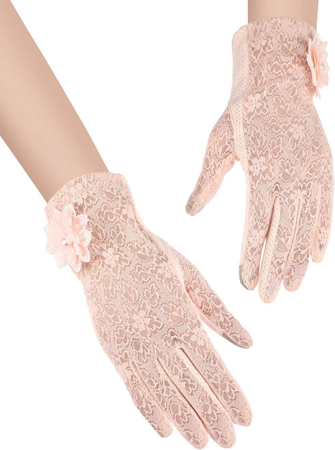 SATINIOR Lace Gloves Women Short Floral Gloves Fingerless Gloves Elegant Ladies Gloves for Wedding Party...